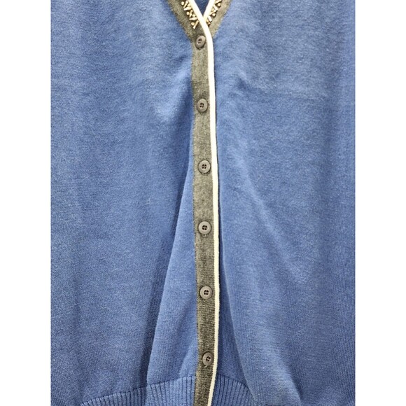 Cardigan Sweater by Pierri New York, Blue Cardigan with Bling Trim, Med - Picture 9 of 10